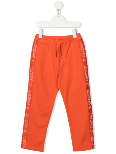 Kenzo Kids' Sergé Logo-tape Track Pants In Orange