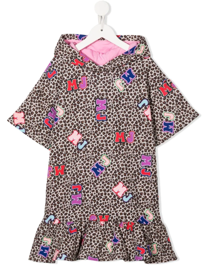 The Marc Jacobs Kids' Mj Leopard-print French Terry Dress In Brown