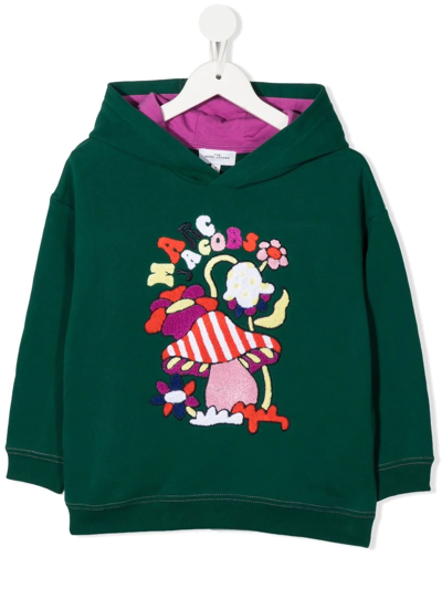 The Marc Jacobs Kids' Graphic-embroidered Fleece Hoodie In Green