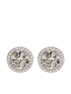 Tory Burch Miller Crystal-embellished Rounded Stud Earrings In Silver