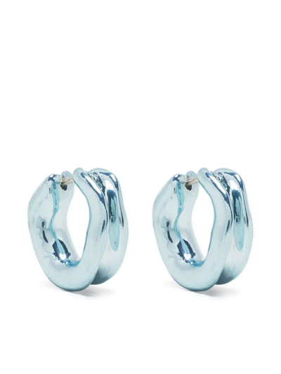Vann Jewelry U Hoop Earrings In Blue