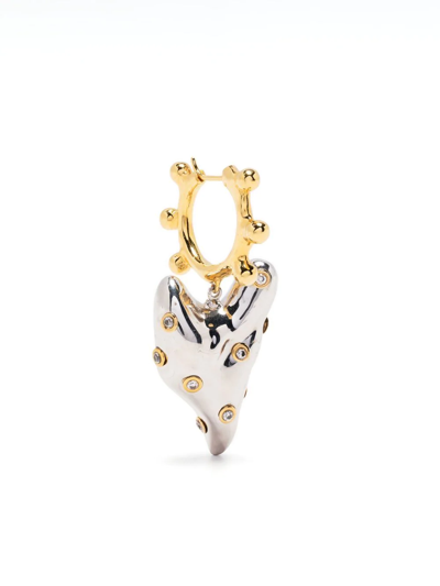 Vann Jewelry Pierced Heart Single Earring In Silver