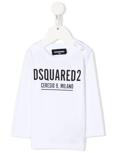 Dsquared2 Babies' Logo-print Long-sleeved T-shirt In White
