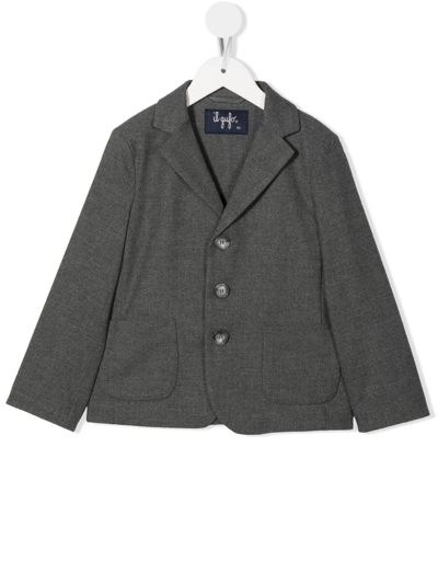 Il Gufo Kids' Single-breasted Fitted Blazer In Grey