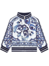 DOLCE & GABBANA MAJOLICA-PRINT ZIP-UP SWEATSHIRT