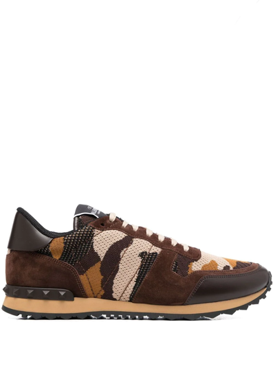 Valentino Garavani Rockrunner Camouflage-print Sneakers In Red