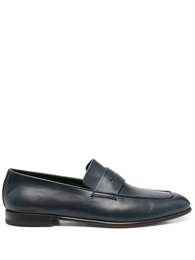 Zegna Slip-on Penny Loafers In Blue