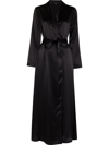 La Perla Belted Silk-satin Robe In Black