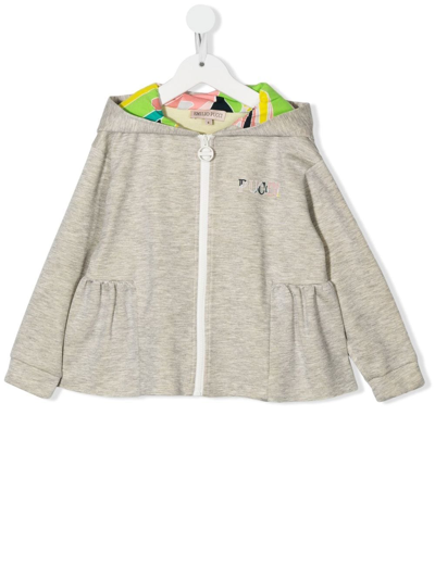 Emilio Pucci Junior Kids' Logo刺绣连帽衫 In Neutrals