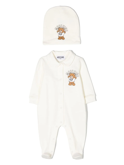 Moschino Teddy Bear-print Babygrow Set In Neutrals