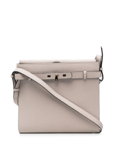Valextra Grained-leather Crossbody Bag In Neutrals