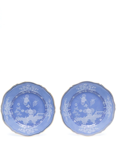 Ginori 1735 Oriente Italiano Pervinca Plate Set (set Of Two) In Blue