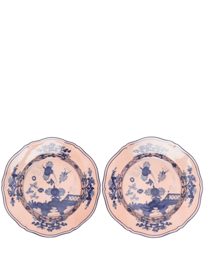 Ginori 1735 Oriente Italiano Cipria Plate Set (set Of Two) In Pink