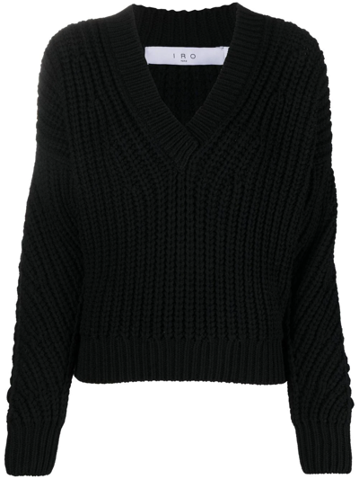 Iro Chunky-knit V-neck Jumper In Black