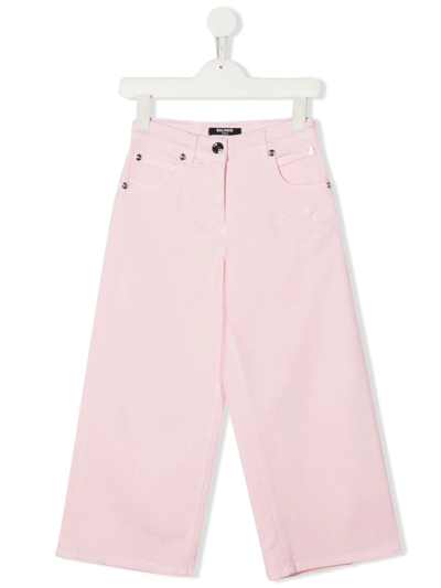 Balmain Kids' Straight-leg Trousers In Pink