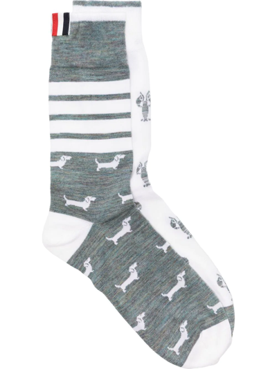 Thom Browne Hector Graphic Socks In Neutrals