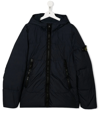 Stone Island Teen Logo-patch Feather-down Jacket In Blue