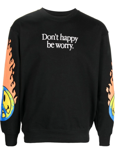 Market Smiley Earth On Fire Relaxed-fit Cotton-jersey Sweatshirt In Black