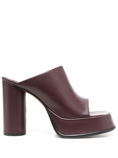 Ambush 115mm Platform Leather Mules In Bordeaux