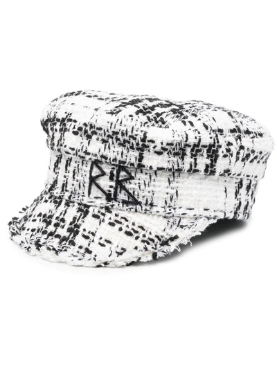 Ruslan Baginskiy Logo Embroidery Chequered Cotton Baker Boy Cap In White