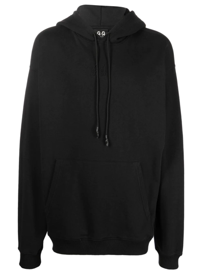 44 Label Group Logo-embroidered Cotton Hoodie In Black
