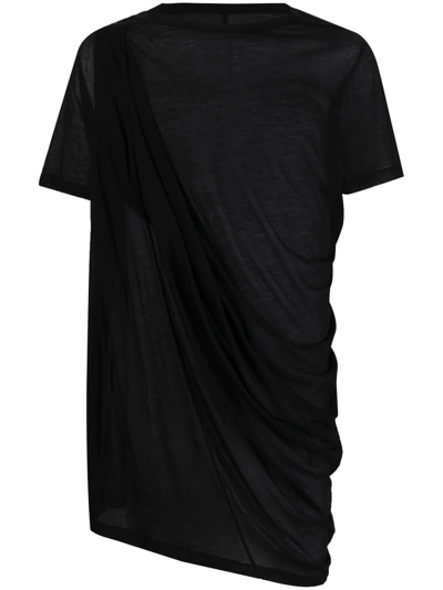Rick Owens Draped-design T-shirt In Black