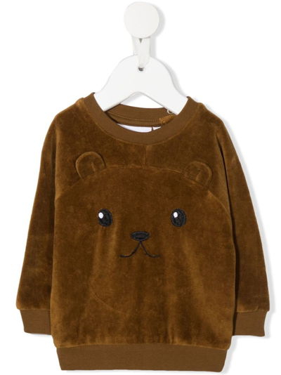 Molo Babies' Teddy-motif Organic-cotton Jumper In Brown