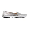 Scarosso Ashley Leather Penny Loafers In Silver Calf