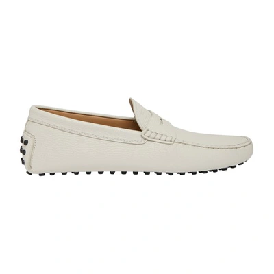 Tod's Gommino Loafers In Bianco Calce