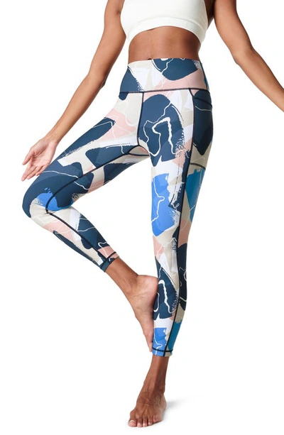 Sweaty Betty Super Sculpt Pocket 7/8 Leggings In Blue Line Art Print