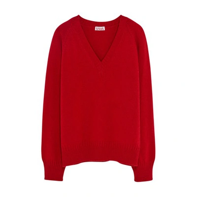 Tricot Recycled Cashmere V-neck Sweater In Red