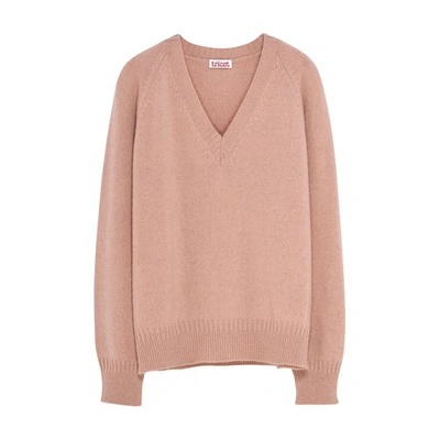Tricot Recycled Cashmere V-neck Sweater In Pink