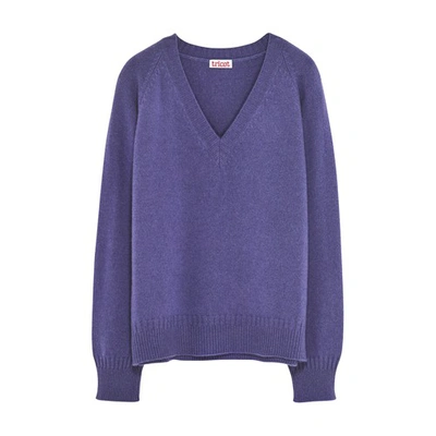 Tricot Recycled Cashmere V-neck Sweater In Violet