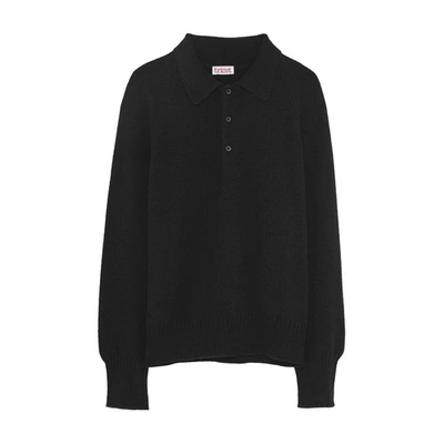 Tricot Recycled Cashmere Polo Sweater In Black