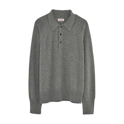 Tricot Recycled Cashmere Polo Jumper In Grey