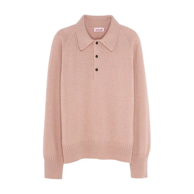 Tricot Recycled Cashmere Polo Sweater In Pink