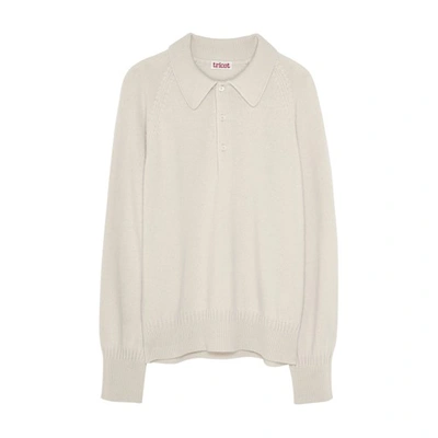 Tricot Recycled Cashmere Polo Sweater In Off White