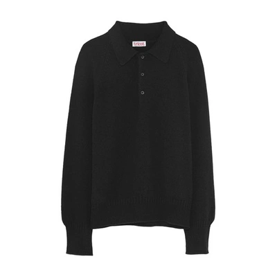 Tricot Recycled Cashmere Polo Sweater In Black