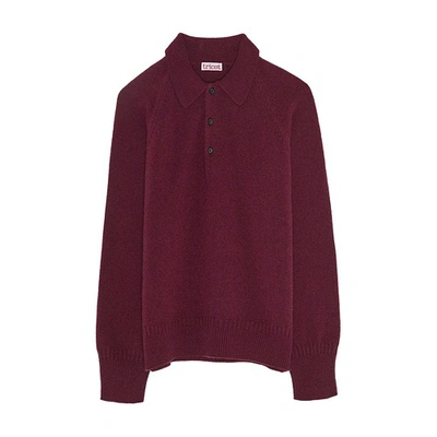 Tricot Recycled Cashmere Polo Jumper In Wine
