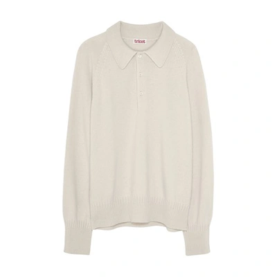 Tricot Recycled Cashmere Polo Sweater In Off White