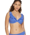 Freya Jewel Cove Ruffled Bikini Top In Azure