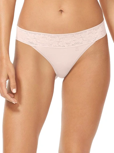 Tommy John Second Skin Lace Thong In Soft Pink