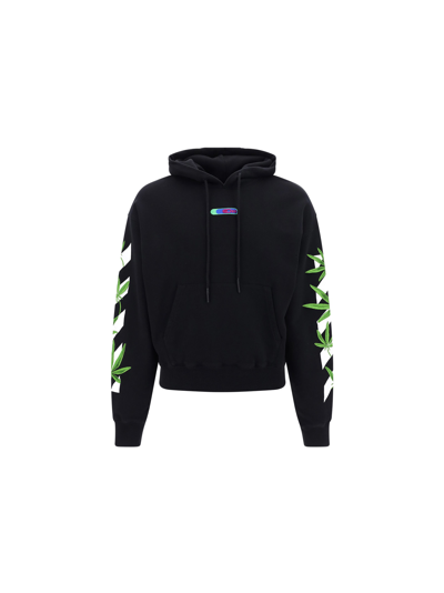 Off-white Weed Hoodie In Black Green
