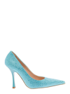 LIU •JO LIU JO LEONIE HANNE WOMANS GLAM LIGHT BLUE SATIN PUMPS WITH STRASS