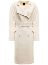 THEORY DOUBLE-BREASTED WOOL AND CASHMERE WHITE LONG COAT THEORY WOMAN