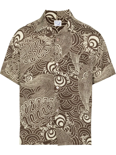 Orslow Turtle Print Short-sleeve T-shirt In Brown