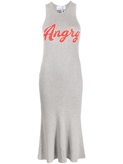 Natasha Zinko Angry-print Sleeveless Dress In Grey