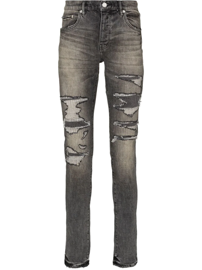 Purple Brand Distressed Skinny Jeans In Grey