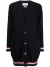 Thom Browne Rwb Stripe-detail Oversized-fit Cardigan In Blue