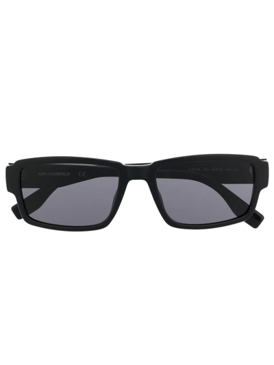 Karl Lagerfeld Temple-logo Rectangular Sunglasses In Black